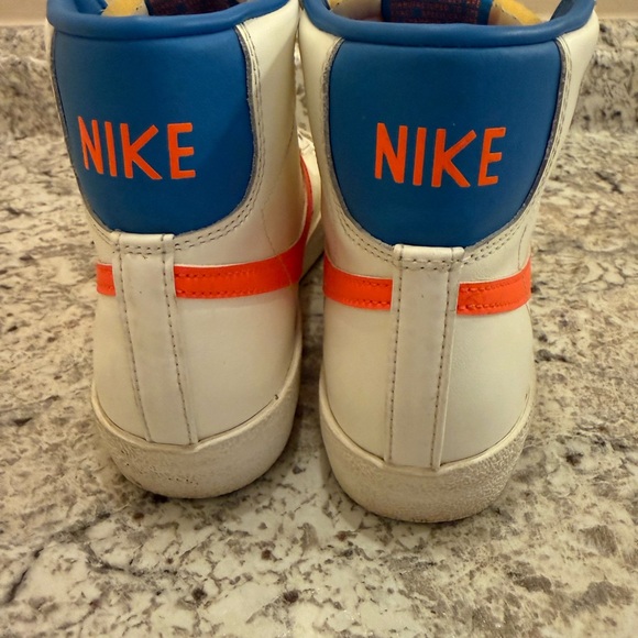 Nike WomensHigh-Top Sneakers - White, Orange, and Blue - Picture 2 of 5
